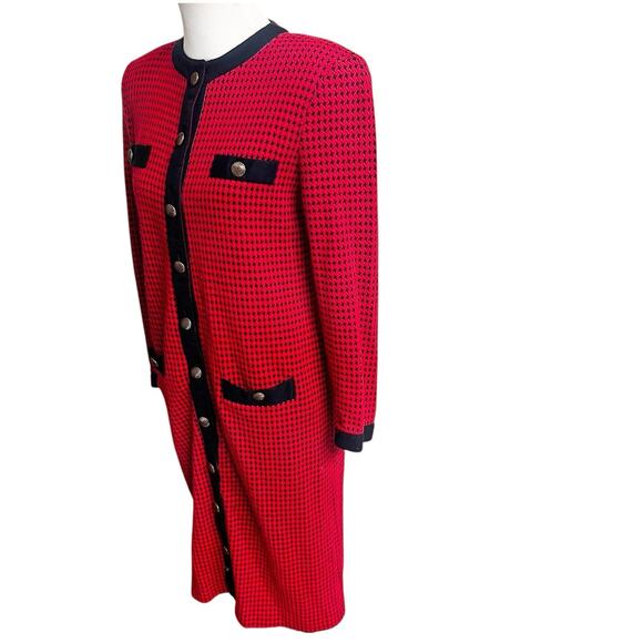 Robert Janan Designed By Eva Midi Vintage Houndstooth Dress Red & Black Size 6 - Picture 2 of 11